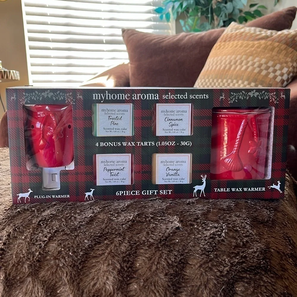 Brand New 6-Piece Christmas Gift Set Table Wax Warmer Plug-In Warmer 4 Wax Tarts